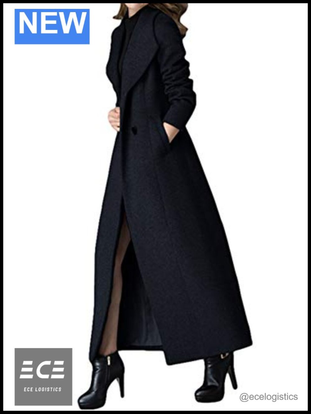 Wool Blend Trench Coat Double Breasted Winter Long